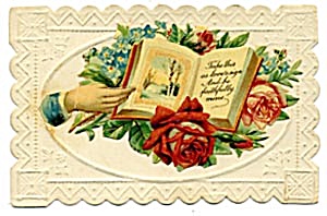 Vintage Calling Card Lady's Hand Turning Pages Of Book