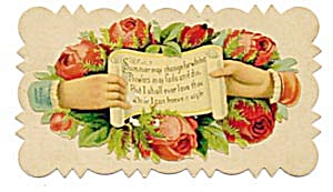 Vintage Calling Card Hands Holding A Scroll