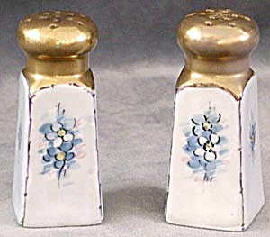 Vintage Hand Painted Forget Me Not Salt/pepper Shakers