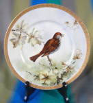 UC Limoges France Hand Painted & Signed Thrush Plate