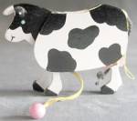 Wooden Moving Cow Christmas Ornament