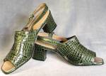 Vintage Pair of Green Faux Alligator Woman's Shoes
