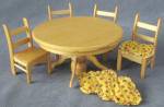 Vintage Wood Dollhouse Kitchen Table & Chairs