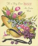 Vintage Easter Card: Flowers in Hat & Children