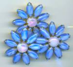 Vintage Periwinkle Glass Flower Pin