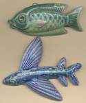 Vintage Clay Glazed Fish Plaques Set Of 2