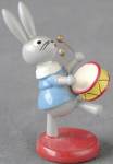 Vintage Wooden Bunny Drum Musician Figurine