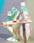 Occupied Japan Frog Playing A Leaf Bass Fiddle