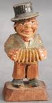 Vintage Carved Wooden Man Playing Accordion
