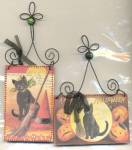 Vintage Assorted Black Cat Ornaments Set Of 2