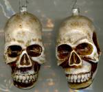 Vintage Glass Skull Ornaments Set Of 2