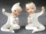 Vintage Pair Christmas Luster Girl Pixie Candle Huggers
