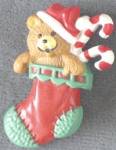 Hallmark Stocking with Teddy Bear and Candy Canes Pin