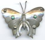 Vintage Sterling Silver Turquoise Butterfly Brooch