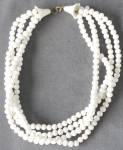 Vintage 4 Strand White Glass Necklace