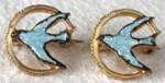 Victorian Tiny Guilloche Enamel Bluebird Pins