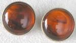 Trifari  Amber Colored Disk Clip on Earrings