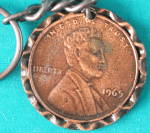 Vintage Large Lincoln Penny 1965 Keychain