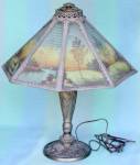 Vintage Landscape Reverse Paneled Painted Table Lamp