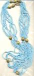 Vintage 5 Strand Blue Beaded Necklace