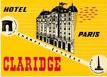 Vintage Luggage Label: Hotel Claridge Paris