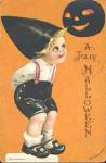 Clapsaddle Halloween Postcard Boy/Black Jack O Lantern