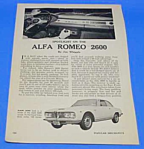 1963 Alfa Romeo 2600 Auto Magazine Article