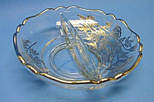 Beautiful Vint. Silver Overlay Divided Candy-nut Dish