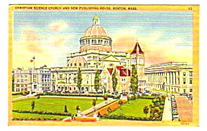 1949 Christian Science Church Boston, Ma Linen Postcard