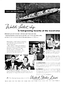 1956 U.s. Lines Ocean Liner Mag. Ad