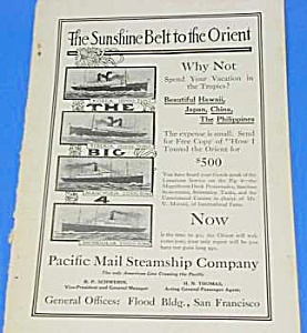 1914 Pacific Mail Steamship Ocean Liner Ad