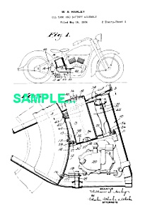Patent Art: 1930s Harley Davidson Motorcycle - Matted