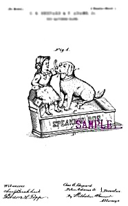 Patent Art: 1880s Speaking Dog Mechanical Bank - Matted