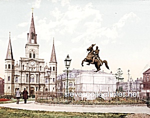 C.1900 New Orleans, Jackson Square And Cathedral Photo