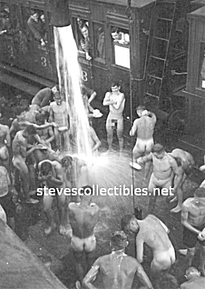 Vintage NUDE MEN Outdoor Showers TRAIN PHOTO Gay Int Image1 