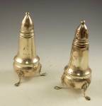 STERLING SILVER Footed Salt and Pepper Shakers-Weighted