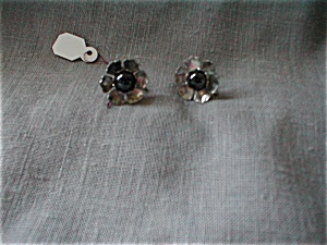 Silver And Black Bead Earrings