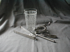 Bar Tools And Recipe Glass