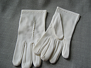 White Vintage Polyester Stitching Gloves