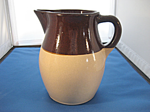 Brown And Beige Stoneware Milk Pitcher