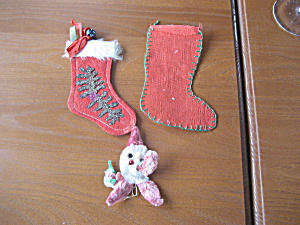1952 Hand Made Christmas Stockings And Santa