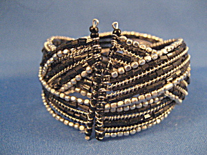 Black And Silver Wrap Around Beaded Bracelet