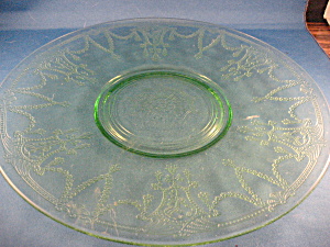 10&quot; Green Depression Glass Plate