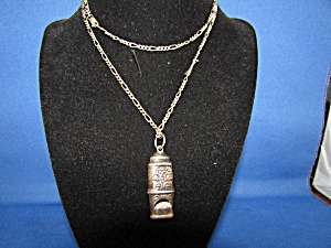 Old Sterling Silver Whistle Necklace