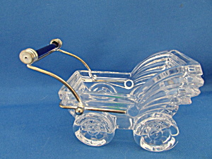 Glass Baby Buggy With Cobalt Blue Glass Handle