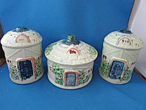 House Sugar Bowl And Salt And Pepper Shakers