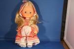 Doll in Red Checkered Dress and Matching Hat