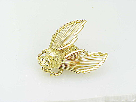 Bumble Bee Or Flying Insect Bug Brooch Signed Monet