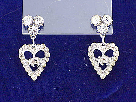 Vintage Dangling Rhinestone Masonic Shriner Pierced Earring Signed Ora