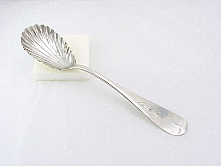 Antique Coin Silver Sugar Shell Spoon Signed A. P. Hendrick